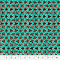Fabric Editions Turquoise Ladybug Cotton Fabric