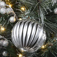 2ft. Pre-Lit Frosted Silver Pine Artificial Christmas Tree, Warm White LED Lights