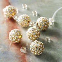 Gold Rhinestone & Metal Round Beads, 10mm by Bead Landing™