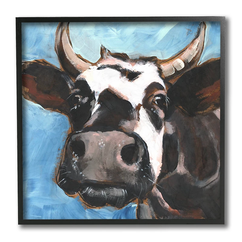 Stupell Industries Farm Cattle Close Up Countryside Animal Portrait,12" x 12"