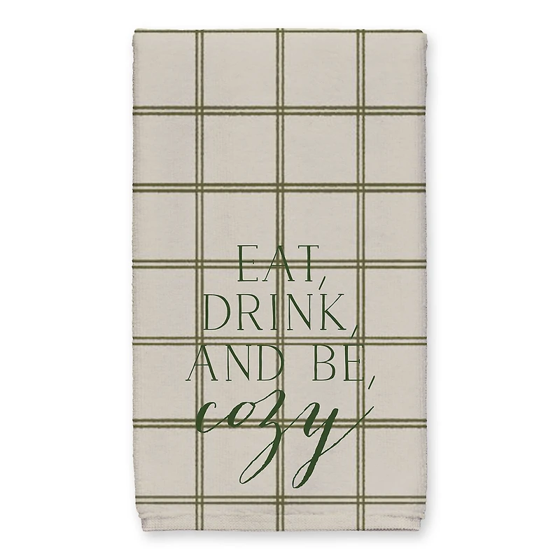 Be Cozy Green and Cream Check Tea Towel - Set of 2