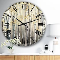 Designart Golden Birch Forest I Traditional Wall Clock