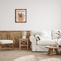 Stupell Industries Give Thanks Fall Botanical Blooms Framed Floater Canvas Wall Art