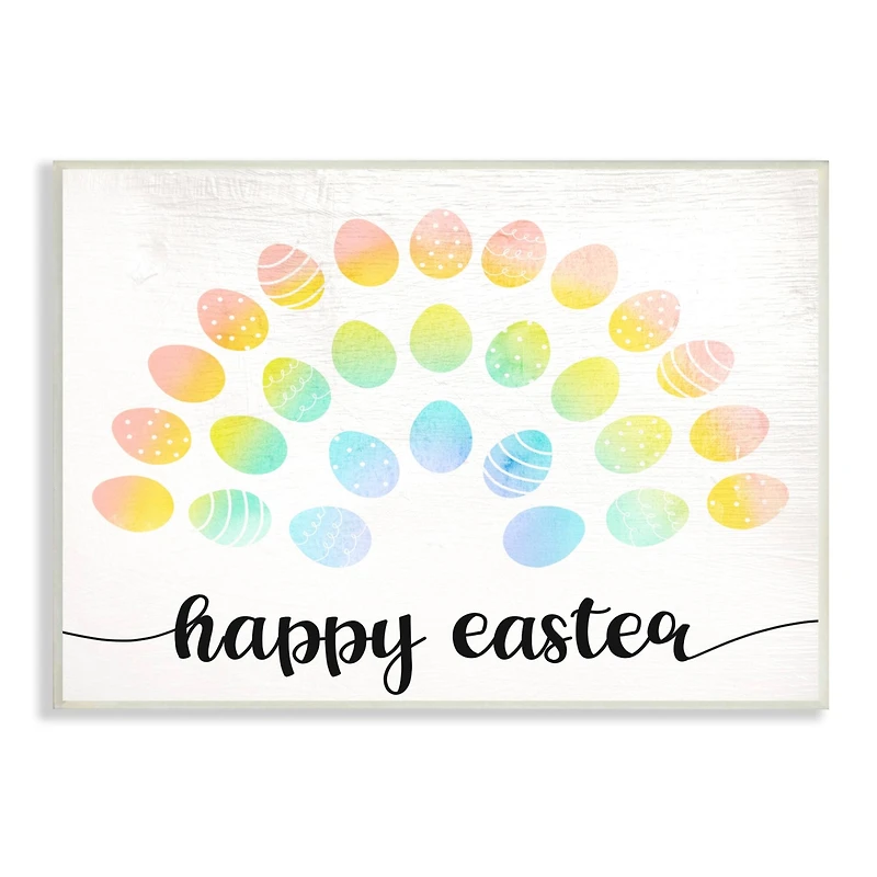 Stupell Industries Happy Easter Phrase Patterned Egg Rainbow Wall Plaque Art