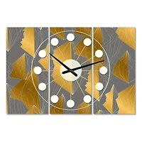 Designart 'Golden Polygon Pattern Oversized Mid-Century Modern Multipanel Wall Clock