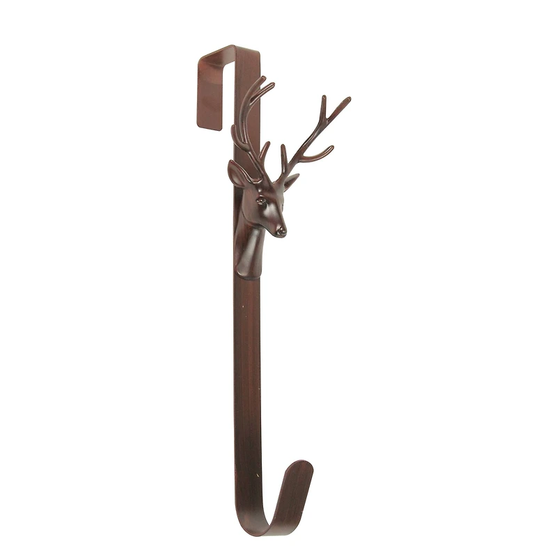 15.25" Brown Rustic Deer Over the Door Wreath Hanger