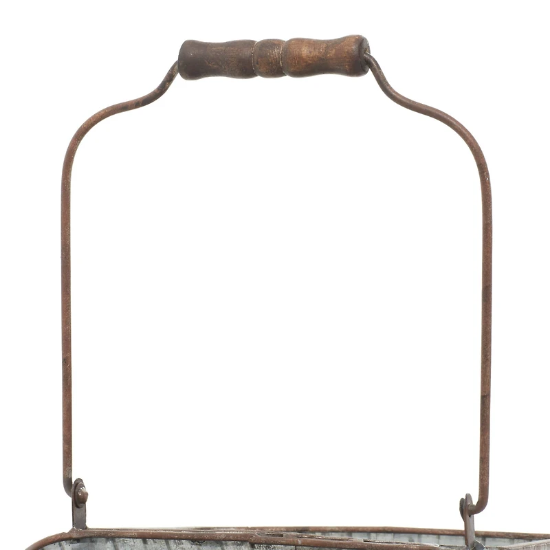 16" Silver Metal Farmhouse 2-Pot Planter