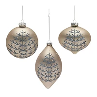 6ct. Champagne Glittered Mixed Ornaments