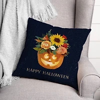 Floral Jackolantern 18" x 18" Throw Pillow
