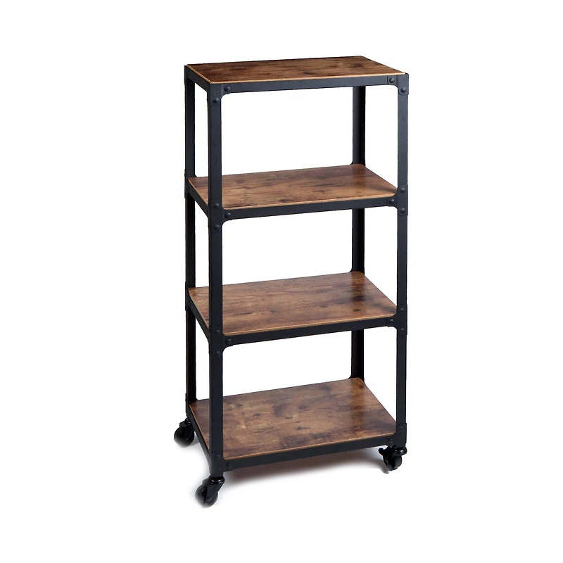 Mind Reader 39.2" Brown & Black 4-Tier Rolling Bar Cart