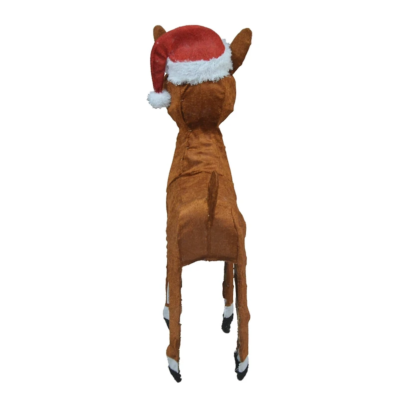 ProductWorks Rudolph 3ft. 3D Pre-Lit Rudolph with Santa Hat Yard Art