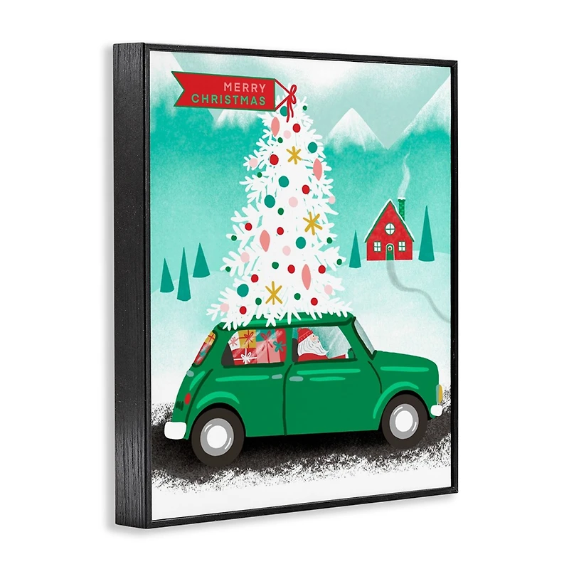 Stupell Industries Santa Driving Christmas Car Framed Giclée Wall Art