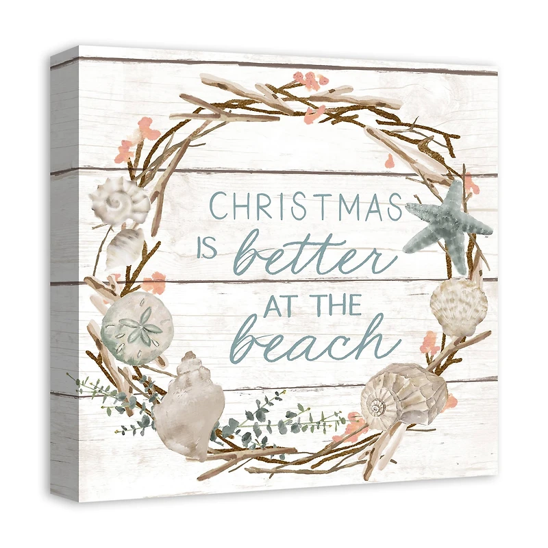 16" Christmas is Better at the Beach Canvas Wall Décor