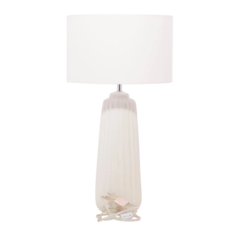 24" White Stone Traditional Table Lamp