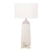 24" White Stone Traditional Table Lamp