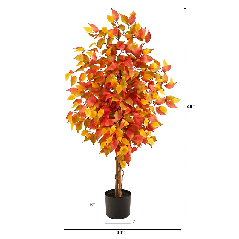 4ft. Orange Autumn Ficus Artificial Fall Tree