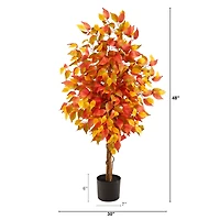 4ft. Orange Autumn Ficus Artificial Fall Tree