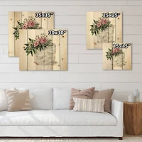 Designart - Pink Roses and White Flowers On Cake