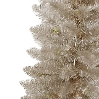 4.5ft. Pre-Lit Rose Gold Tinsel Artificial Christmas Tree, Clear Lights