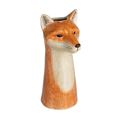 Hello Honey® 11" Orange Hand-Painted Decorative Stoneware Fox Vase