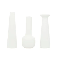 CosmoLiving by Cosmopolitan Set of 3 White Ceramic Modern Vase, 13", 12", 11"