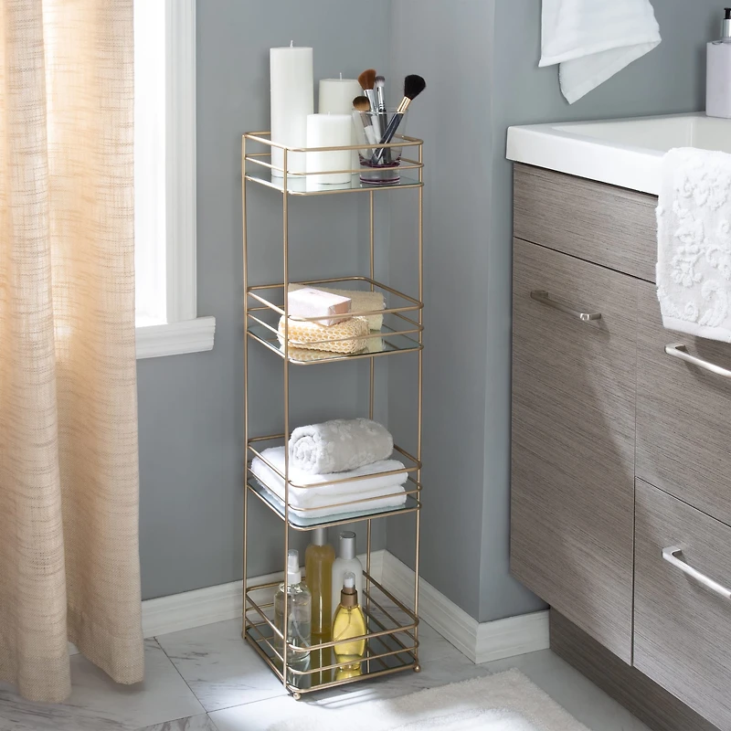 Elle Décor Satin Gold 4 Tiered Spa Tower
