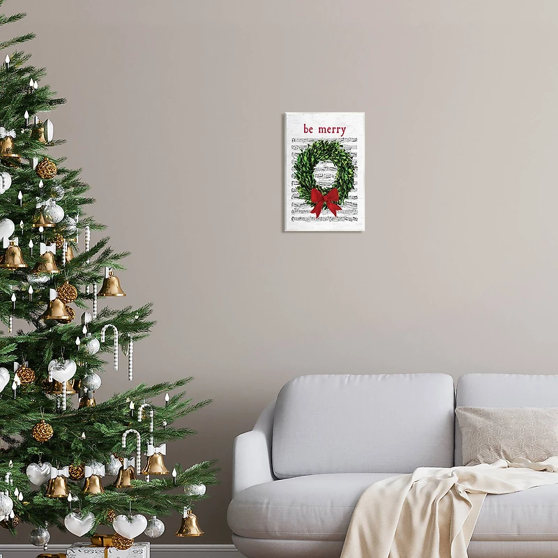 Stupell Industries Be Merry Holiday Music Wreath Wall Plaque Art