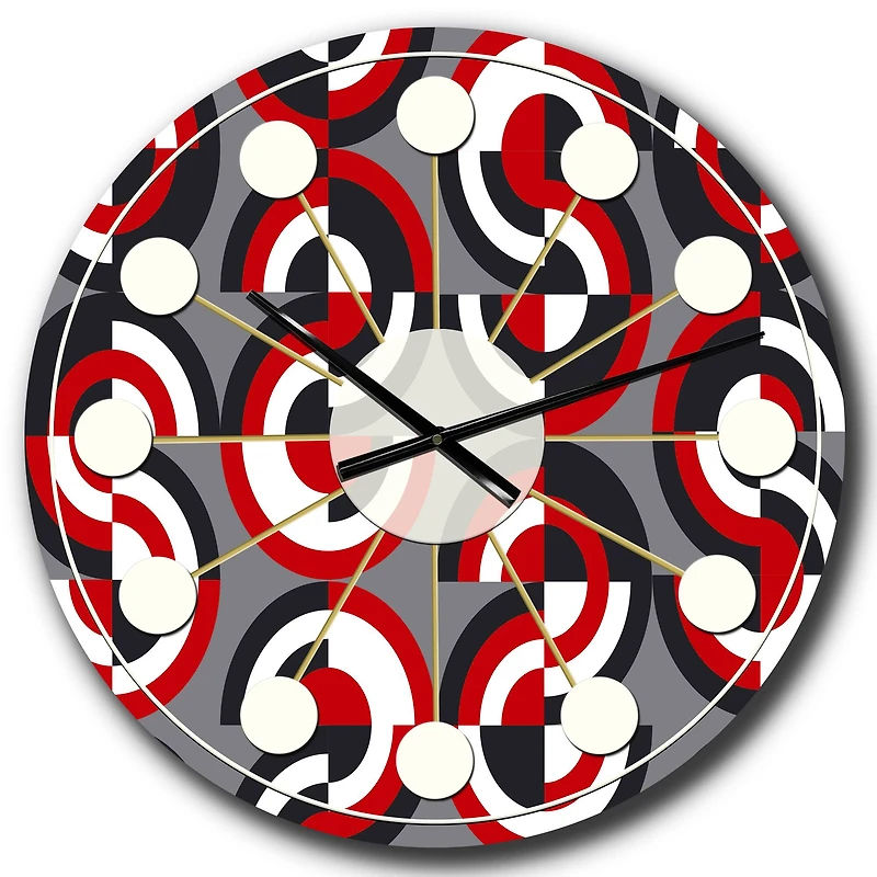 Designart 'Retro Circular Pattern Geometrical Mid-Century Modern Wall Clock