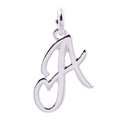 Silver Plated Script Letter Charm by Bead Landing
