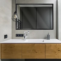 Head West® Glossy Black Rectangular Edge-to-Edge Float Framed Accent Wall Mirror