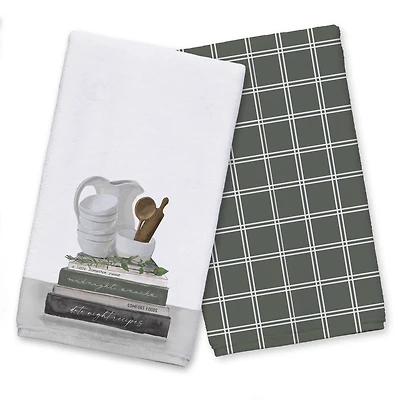 Cookbook Stack Bowls 16" x 25" Towel Set