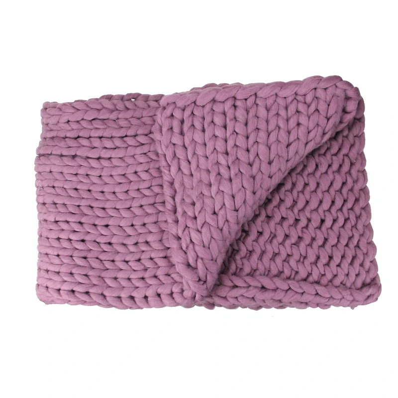 Purple Cable Knit Throw Blanket