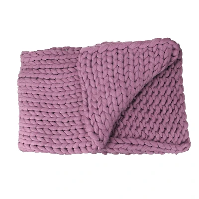 Purple Cable Knit Throw Blanket