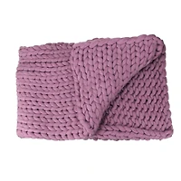 Purple Cable Knit Throw Blanket