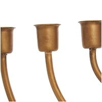 17" Bronze Metal Layered Arch Candelabra with Textured Base