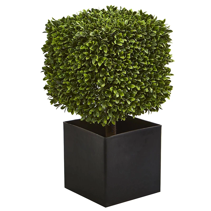 27" Boxwood Artificial Plant in Black Planter