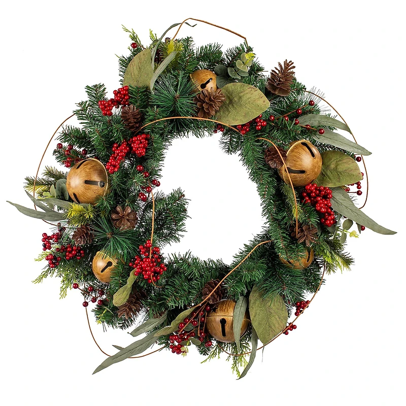 26" Holiday Bell, Pine & Red Berry Wreath by Ashland®