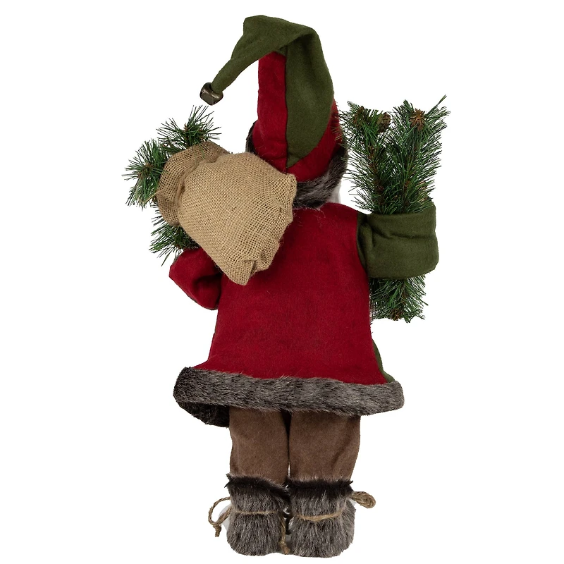16" Country Rustic Standing Santa Claus with Knitted Snowflake Jacket