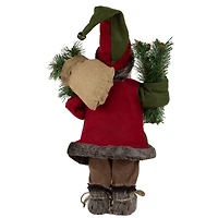 16" Country Rustic Standing Santa Claus with Knitted Snowflake Jacket