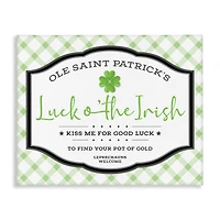 Stupell Industries Saint Patrick's Luck o'the Irish Sign Green Plaid Canvas Wall Art