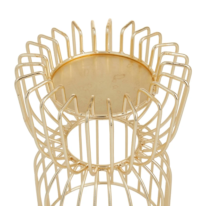 CosmoLiving by Cosmopolitan Gold Iron Glam Candle Holder, 13" x 10"
