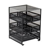 Mind Reader Network Collection 5-Compartment Black Metal Mesh Tea Bag Countertop Organizer