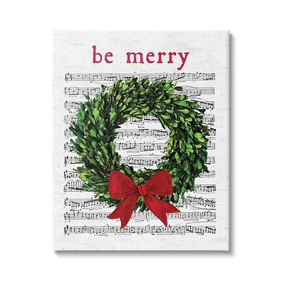 Stupell Industries Be Merry Holiday Music Wreath Canvas Wall Art