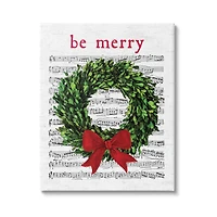 Stupell Industries Be Merry Holiday Music Wreath Canvas Wall Art