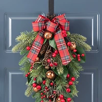 Glitzhome® 28"H Christmas Bell, Pinecone & Berry Bow Teardrop