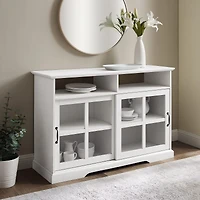 Walker Edison 48" Brushed White Sliding Glass Door Sideboard