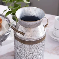 12" Gray Decorative Tin Milk Can