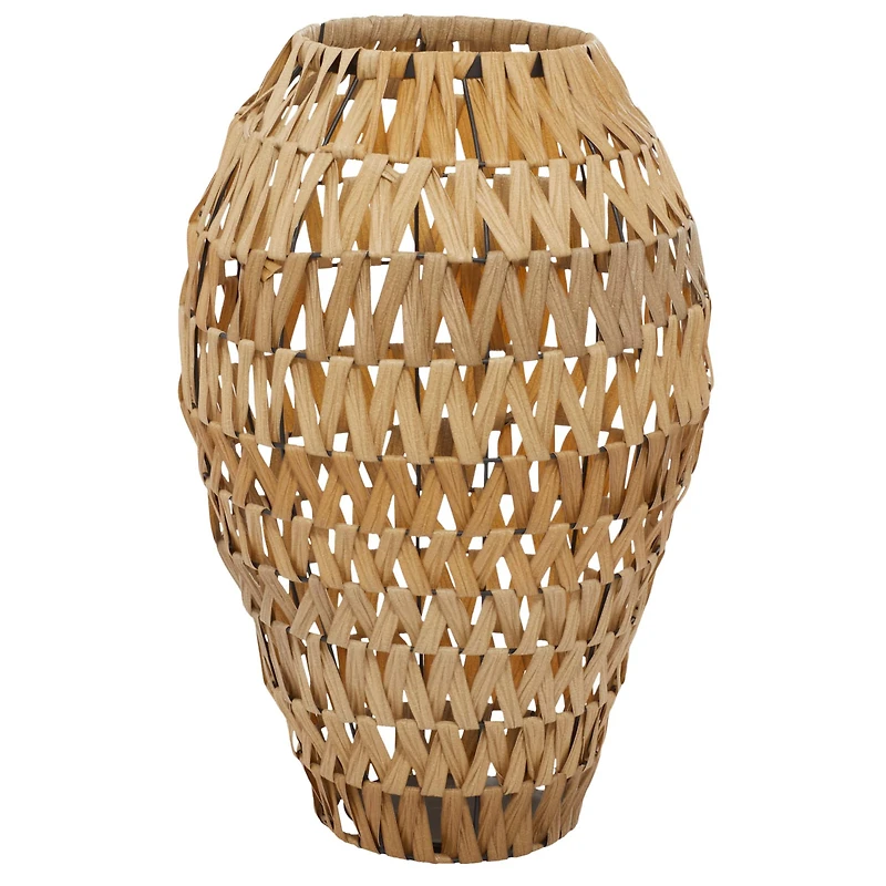 Brown Plastic Rattan Handmade Woven Vase 15" x 15" x 22"