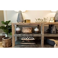 Hello Honey® 7.5" Black & White Ceramic Vase with Brown Reactive Glaze Accent