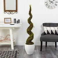 4.5ft. Wire Vine Spiral Tree in White Planter